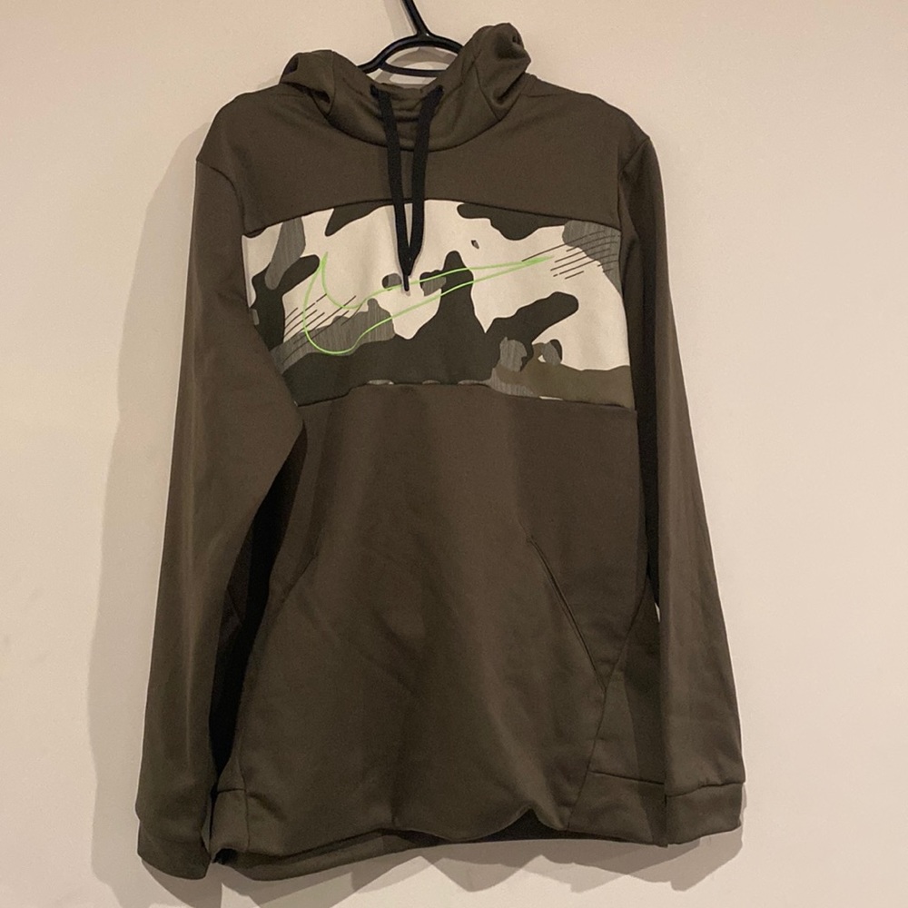 Green Nike DRY-FIT hoodie.